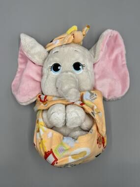 Disney Store Baby Dumbo In Pouch Swaddle Blanket Plush 9” Stuffed Animal
